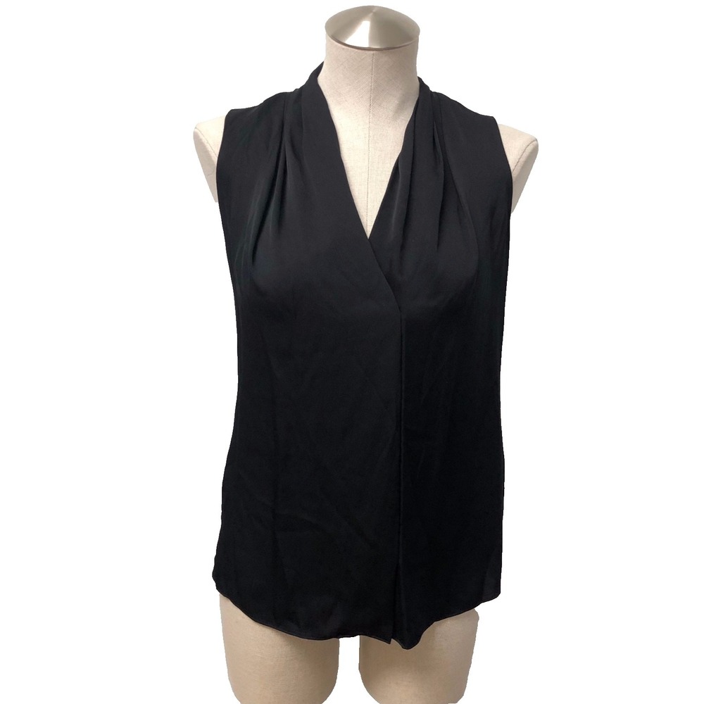 Kobi Halperin Satin Silk Blouse Top Womens XS‎ Black Sleeveless Career Teacher